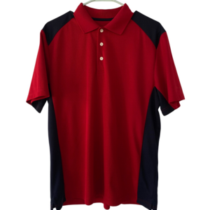 Chaps "78" Polo Shirt Red Navy Color Block Short Sleeve Casual Everyday Top nice